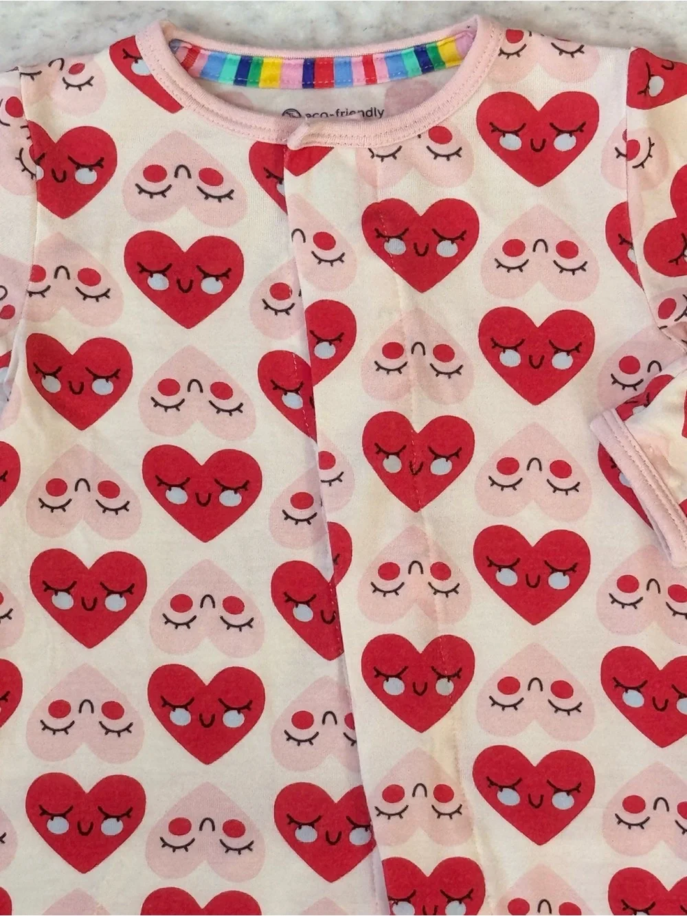 +Magnetic Me Heart Ruffle Footie Sleeper 0-3M Baby Girl Modal Valentine Pink Red